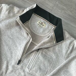 Woolrich Men's Beige Cream Fleece Quarter-Zip Pullover Sweater Sz 2XL‎